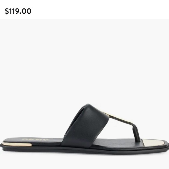 DKNY black/ gold flat thongs - Picture 5 of 6